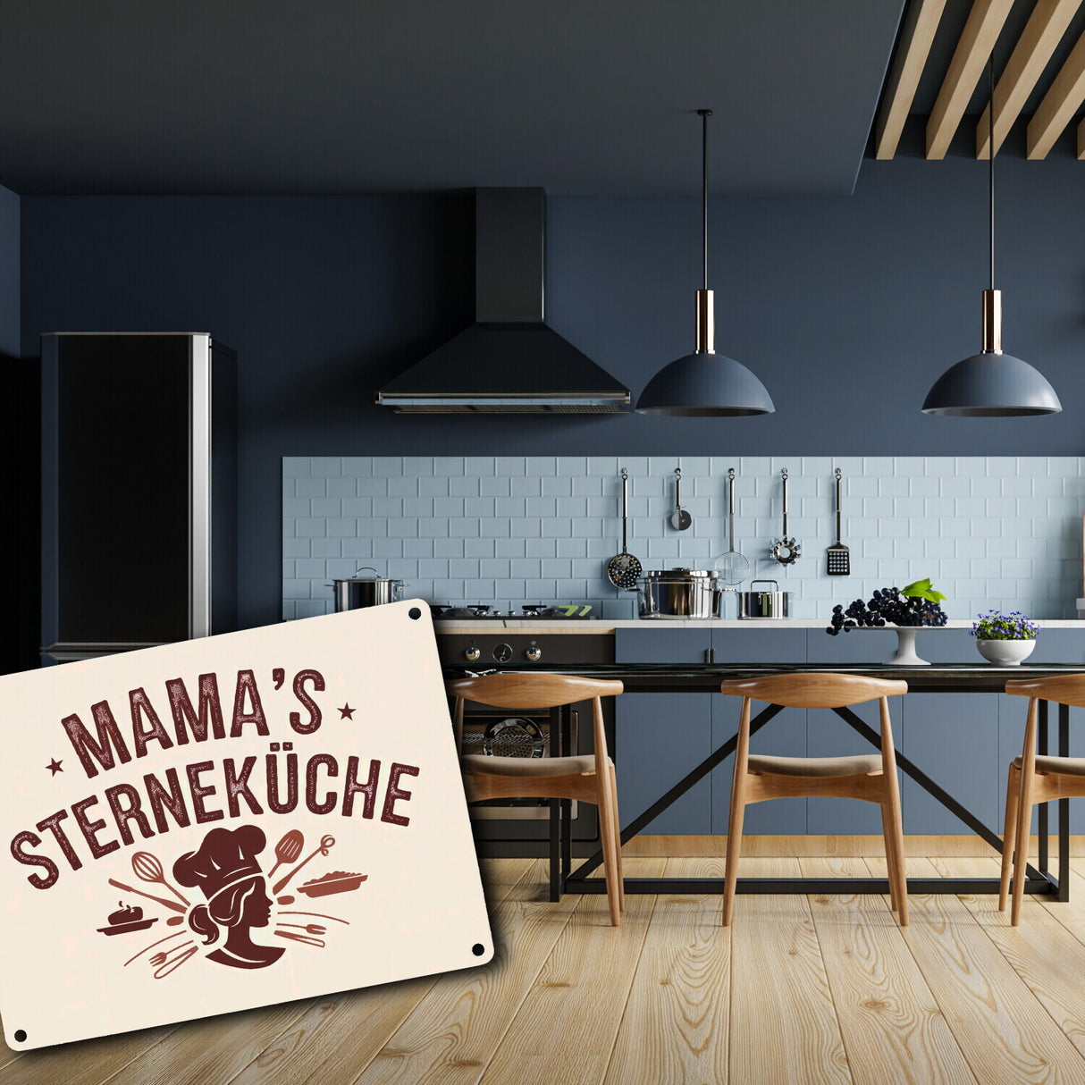 Mama´s Sterneküche Souvenir Metallschild in 15x20 cm für Hobbyköche und Mütter