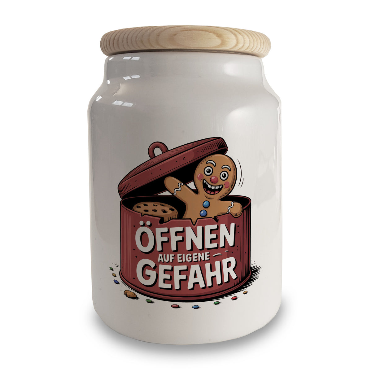 Lustiger Lebkuchenmann Öffnen auf eigene Gefahr Keksdose