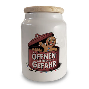 Lustiger Lebkuchenmann Öffnen auf eigene Gefahr Keksdose