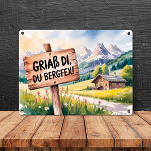 Allgäu Landschaft Griaß di Metallschild in 15x20 cm