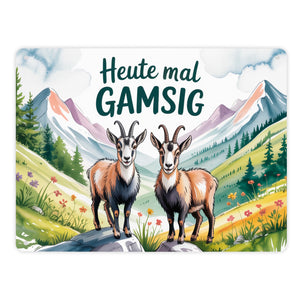 Gämsen - Heute mal GAMSIG Metallschild in 15x20 cm Aquarell