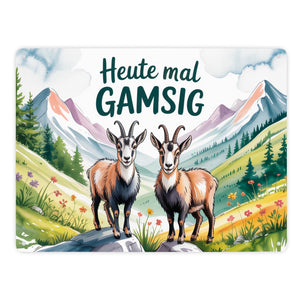 Gämsen - Heute mal GAMSIG Metallschild in 15x20 cm Aquarell