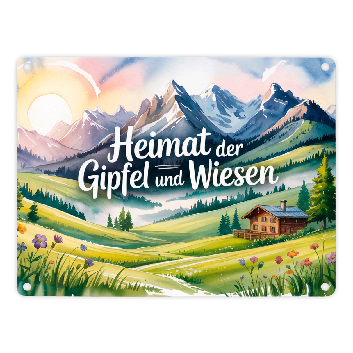 Allgäu Berge Metallschild in 15x20 cm Heimat der Gipfel