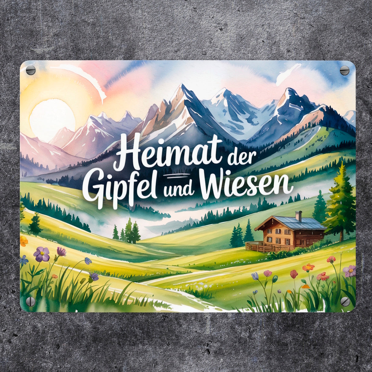 Allgäu Berge Metallschild in 15x20 cm Heimat der Gipfel