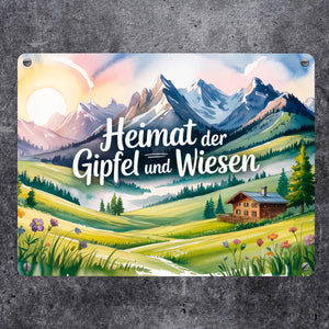 Allgäu Berge Metallschild in 15x20 cm Heimat der Gipfel