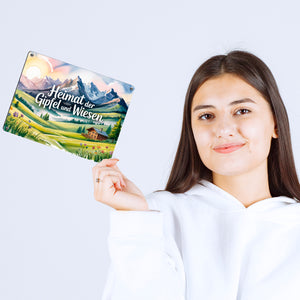 Allgäu Berge Metallschild in 15x20 cm Heimat der Gipfel