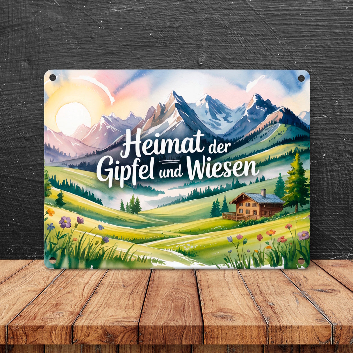Allgäu Berge Metallschild in 15x20 cm Heimat der Gipfel