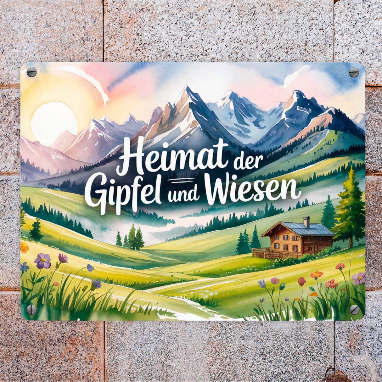 Allgäu Berge Metallschild in 15x20 cm Heimat der Gipfel