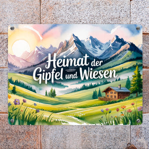 Allgäu Berge Metallschild in 15x20 cm Heimat der Gipfel