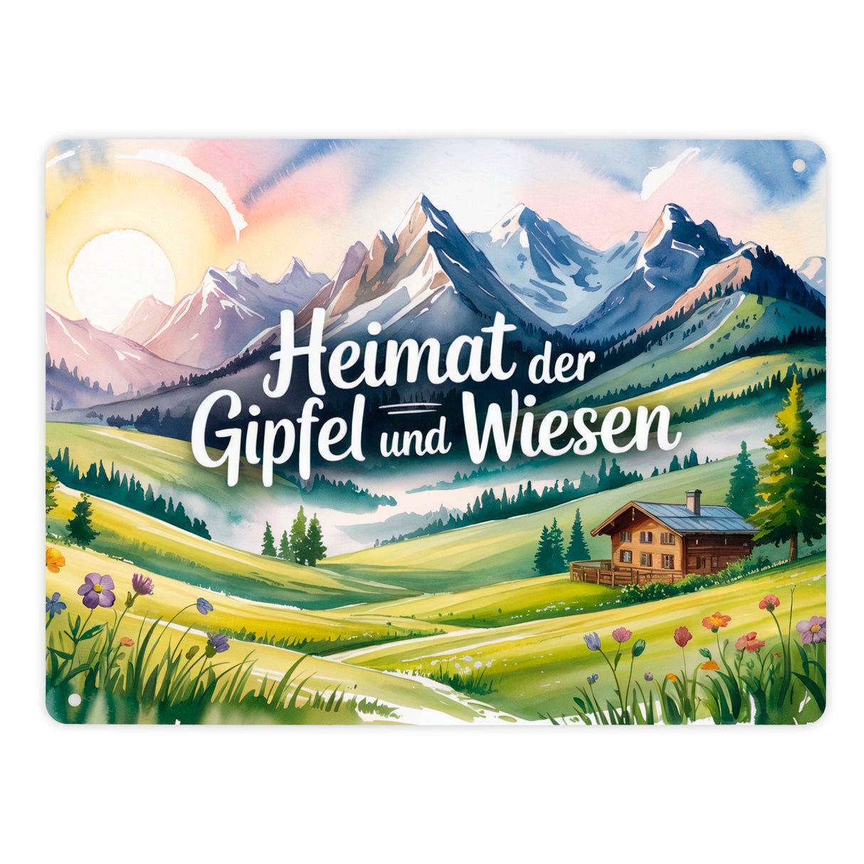 Allgäu Berge Metallschild in 15x20 cm Heimat der Gipfel