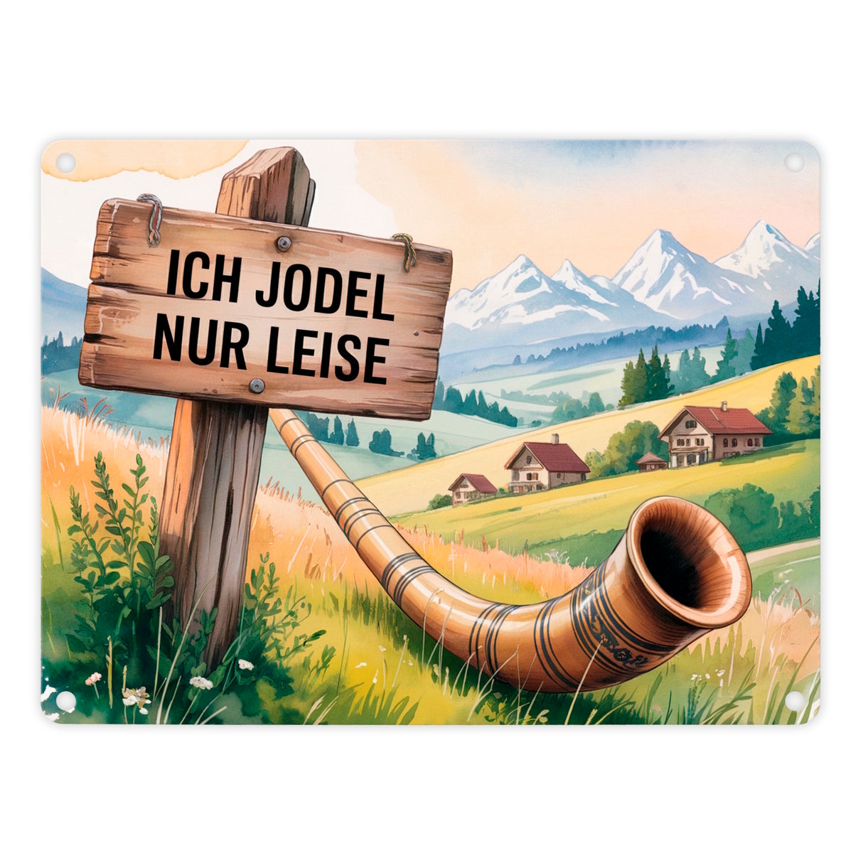 Ich jodel nur leise Allgäu Landschaft Metallschild in 15x20 cm