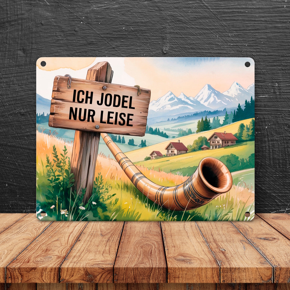Ich jodel nur leise Allgäu Landschaft Metallschild in 15x20 cm