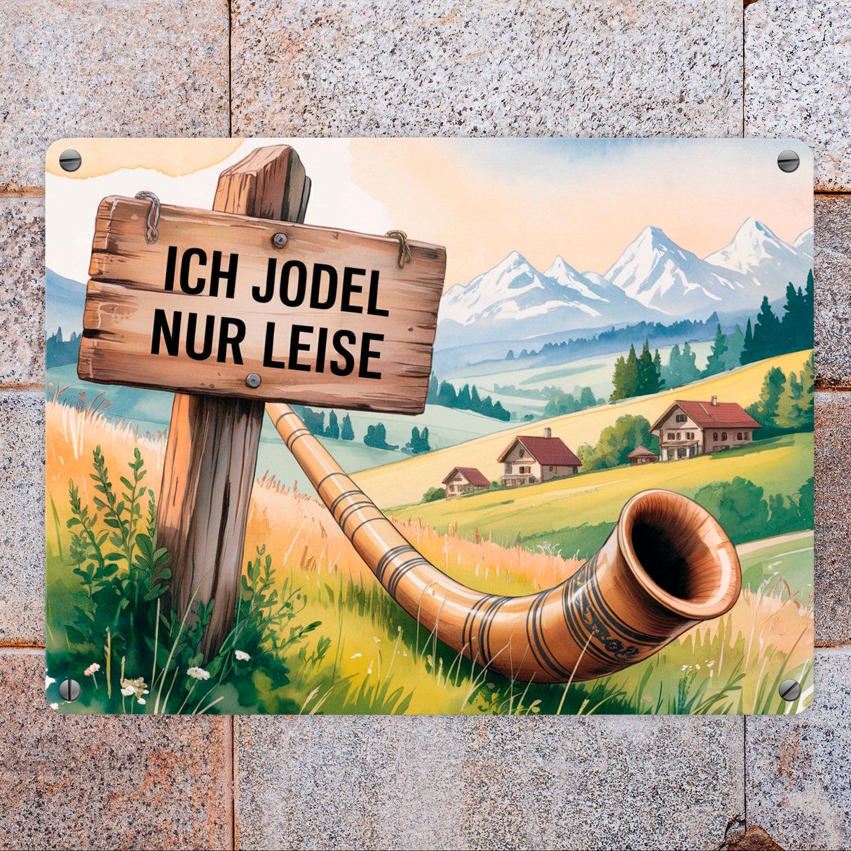 Ich jodel nur leise Allgäu Landschaft Metallschild in 15x20 cm