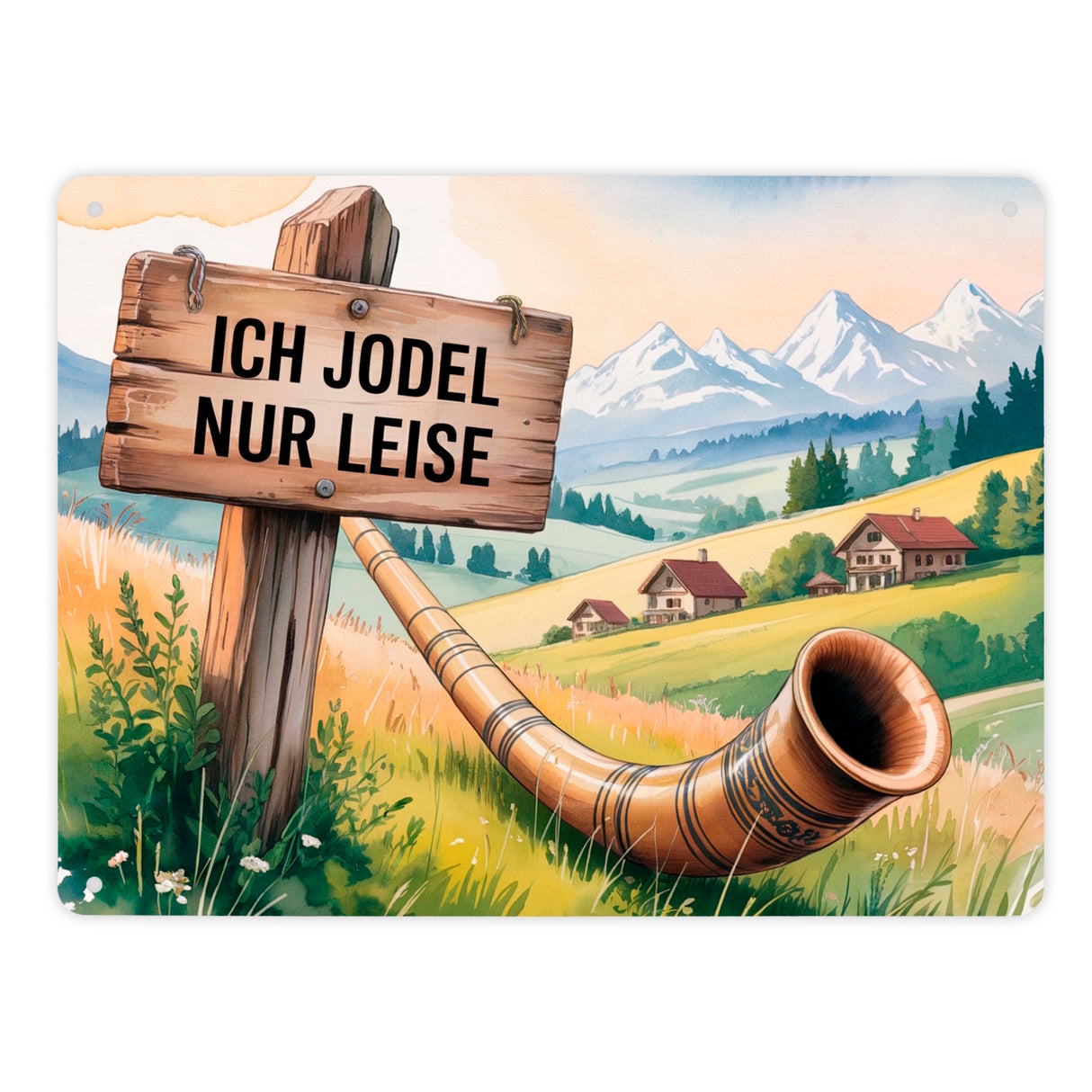 Ich jodel nur leise Allgäu Landschaft Metallschild in 15x20 cm
