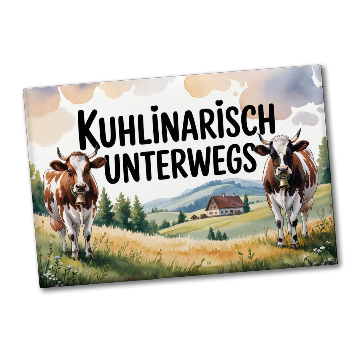 Kühe auf der Alm Kuhlinarisch Unterwegs Souvenir Souvenir Magnet Aquarell