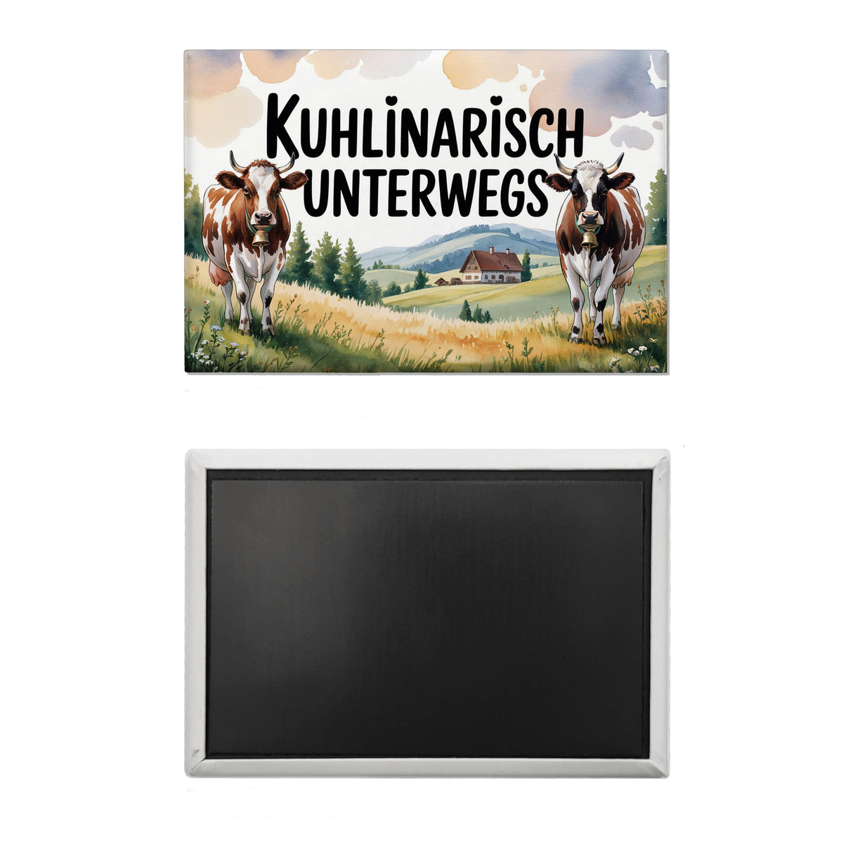Kühe auf der Alm Kuhlinarisch Unterwegs Souvenir Souvenir Magnet Aquarell