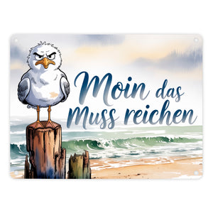 Möwe Aquarell Moin Spruch Metallschild in 15x20 cm