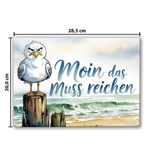Möwe Aquarell Moin Spruch Schneidebrett aus Glas