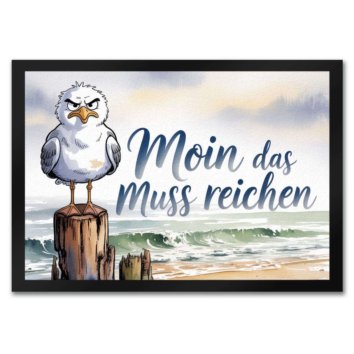 Möwe Aquarell Moin Spruch Fußmatte in 35x50 cm für Nordseefans