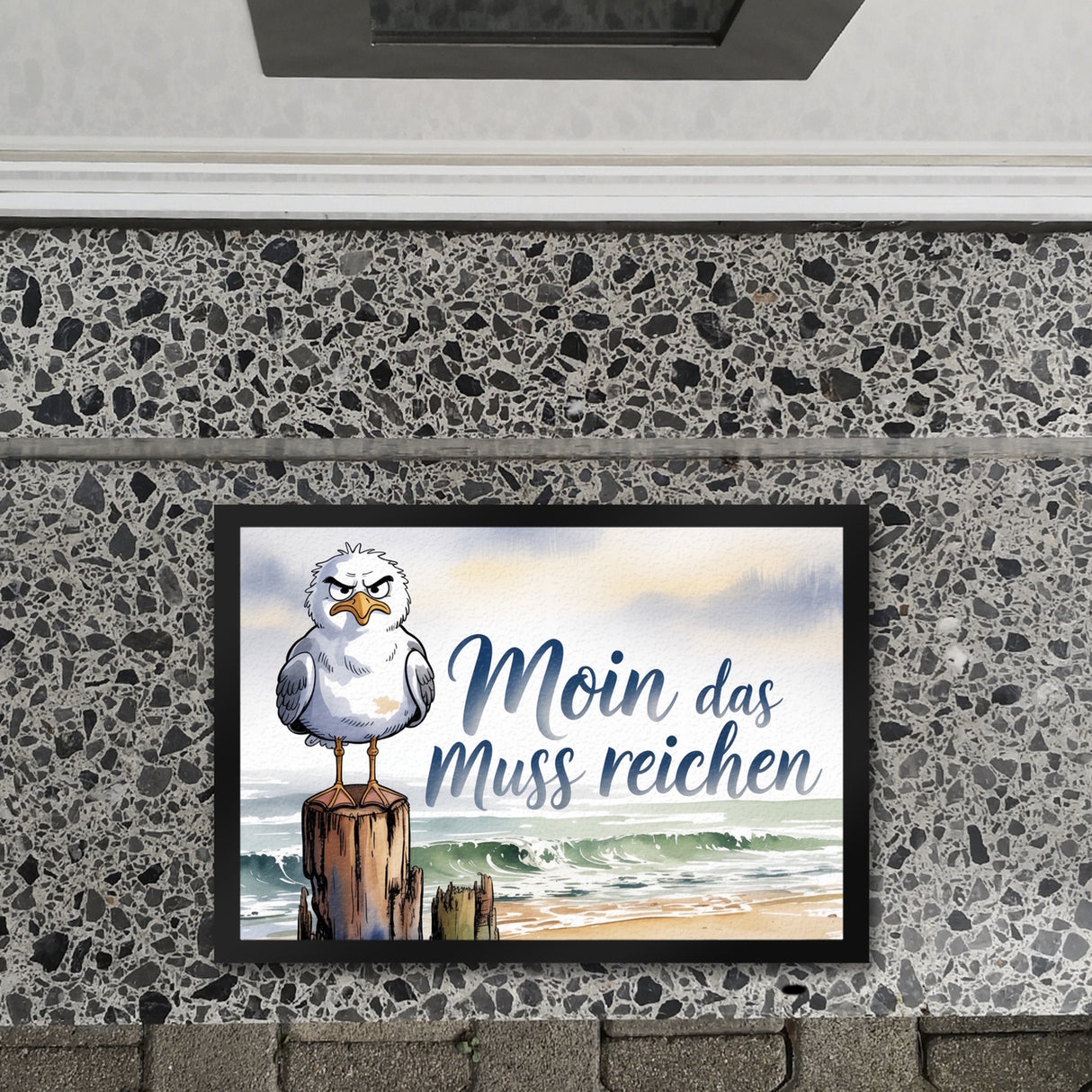 Möwe Aquarell Moin Spruch Fußmatte in 35x50 cm für Nordseefans