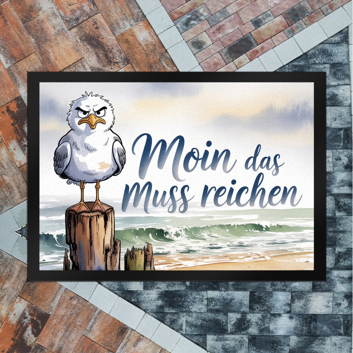 Möwe Aquarell Moin Spruch Fußmatte in 35x50 cm für Nordseefans