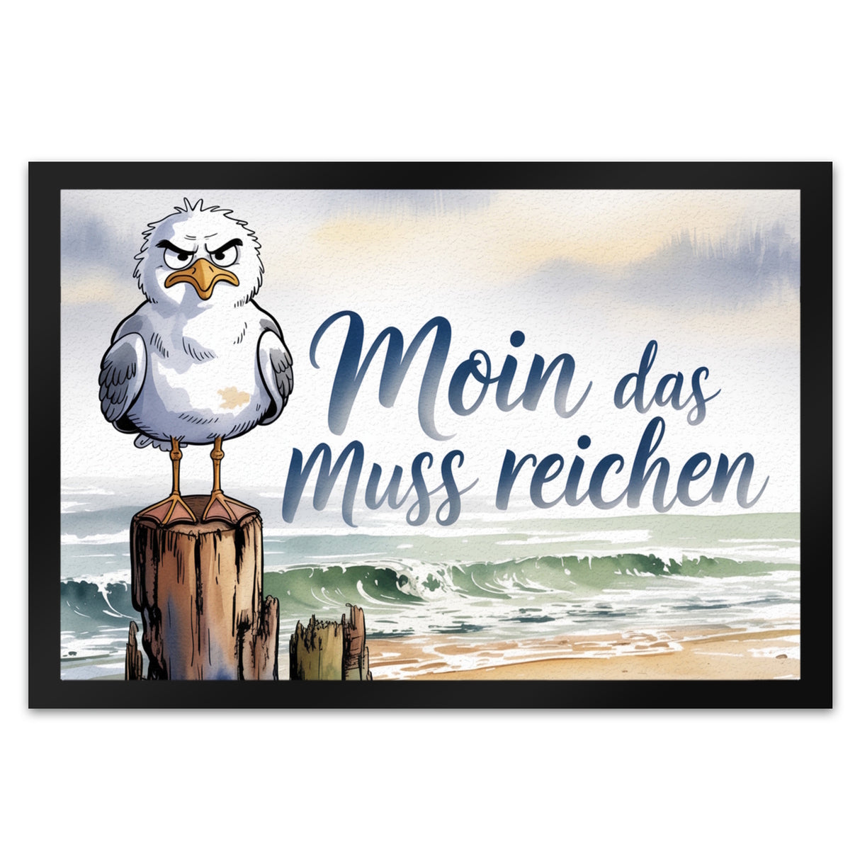 Möwe Aquarell Moin Spruch Fußmatte in 35x50 cm für Nordseefans