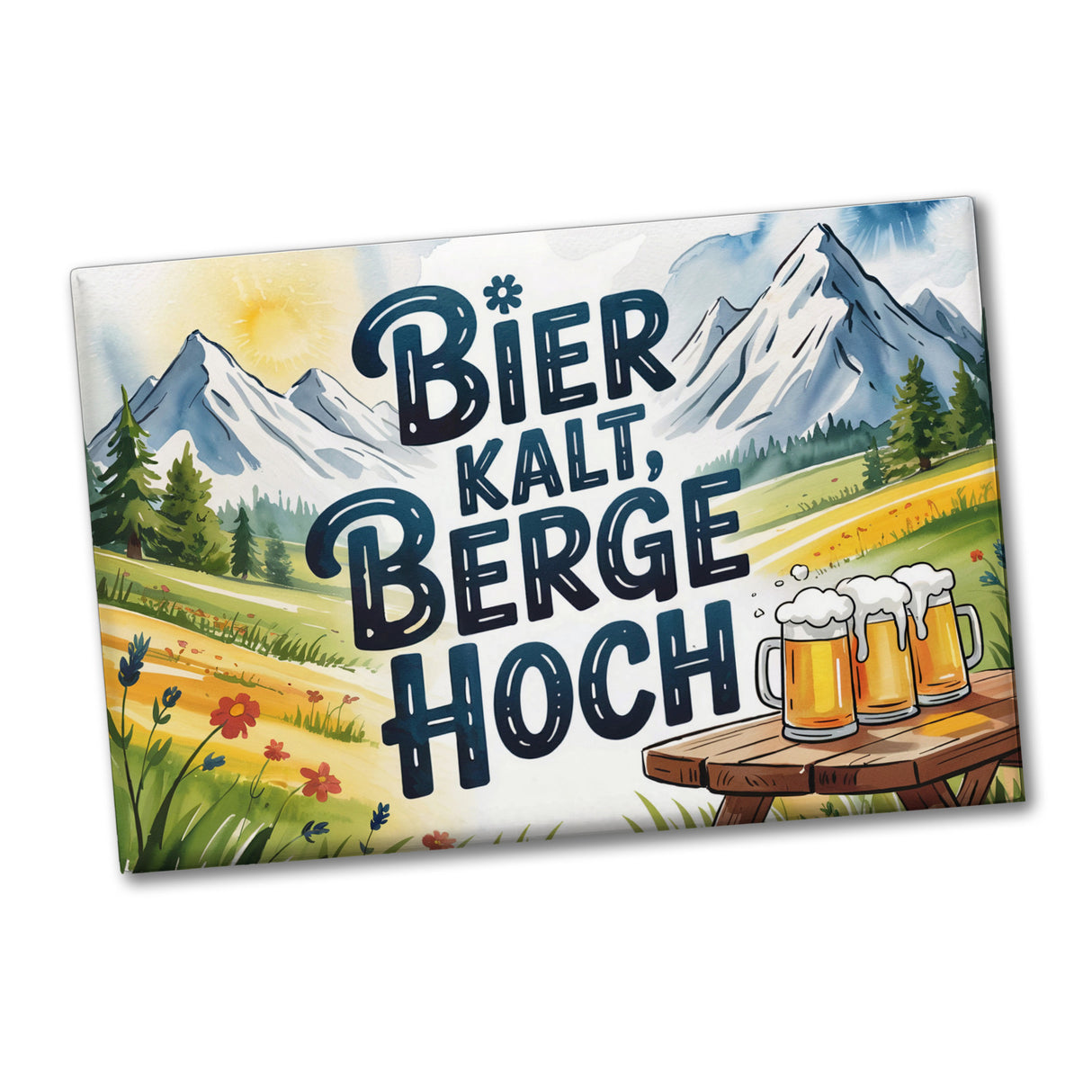 Bier Berge Bayern Souvenir Souvenir Magnet Bier kalt Text