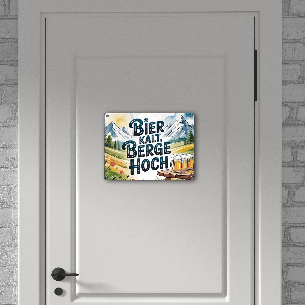 Bier Berge Bayern Metallschild in 15x20 cm Bier kalt Text