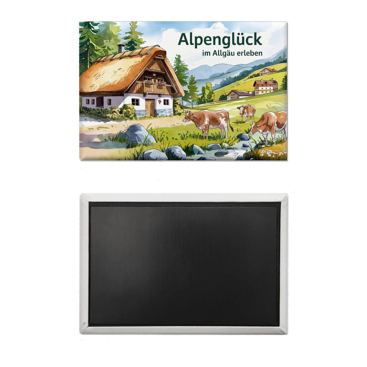 Alpenglück in den Bergen Souvenir Souvenir Magnet Landhaus mit Kühen