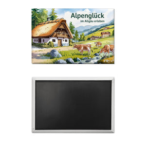 Alpenglück in den Bergen Souvenir Souvenir Magnet Landhaus mit Kühen