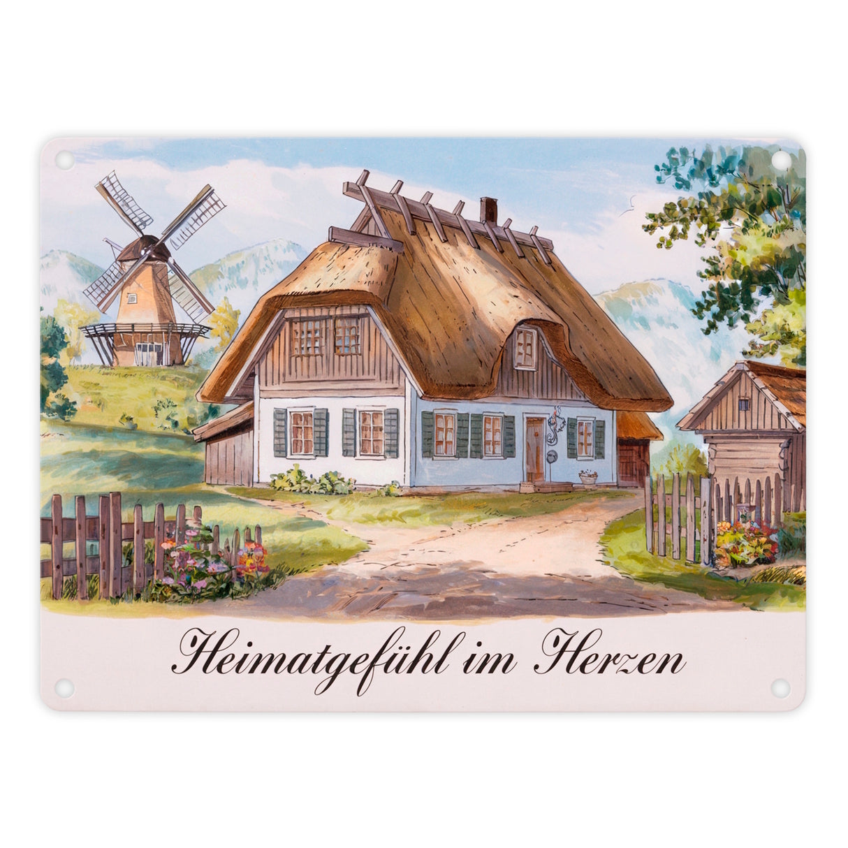 Ländliche Romantik Metallschild in 15x20 cm Heimatgefühl im Herzen