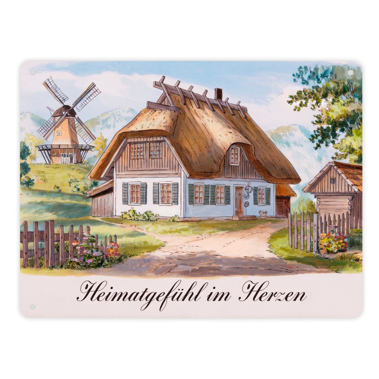 Ländliche Romantik Metallschild in 15x20 cm Heimatgefühl im Herzen