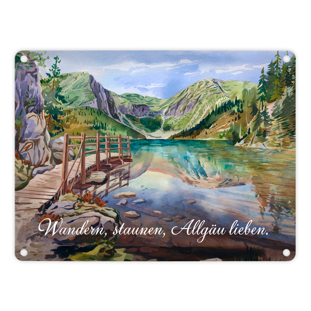 Wandern, staunen, Allgäu lieben Metallschild in 15x20 cm