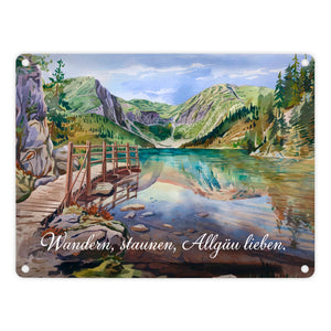 Wandern, staunen, Allgäu lieben Metallschild in 15x20 cm