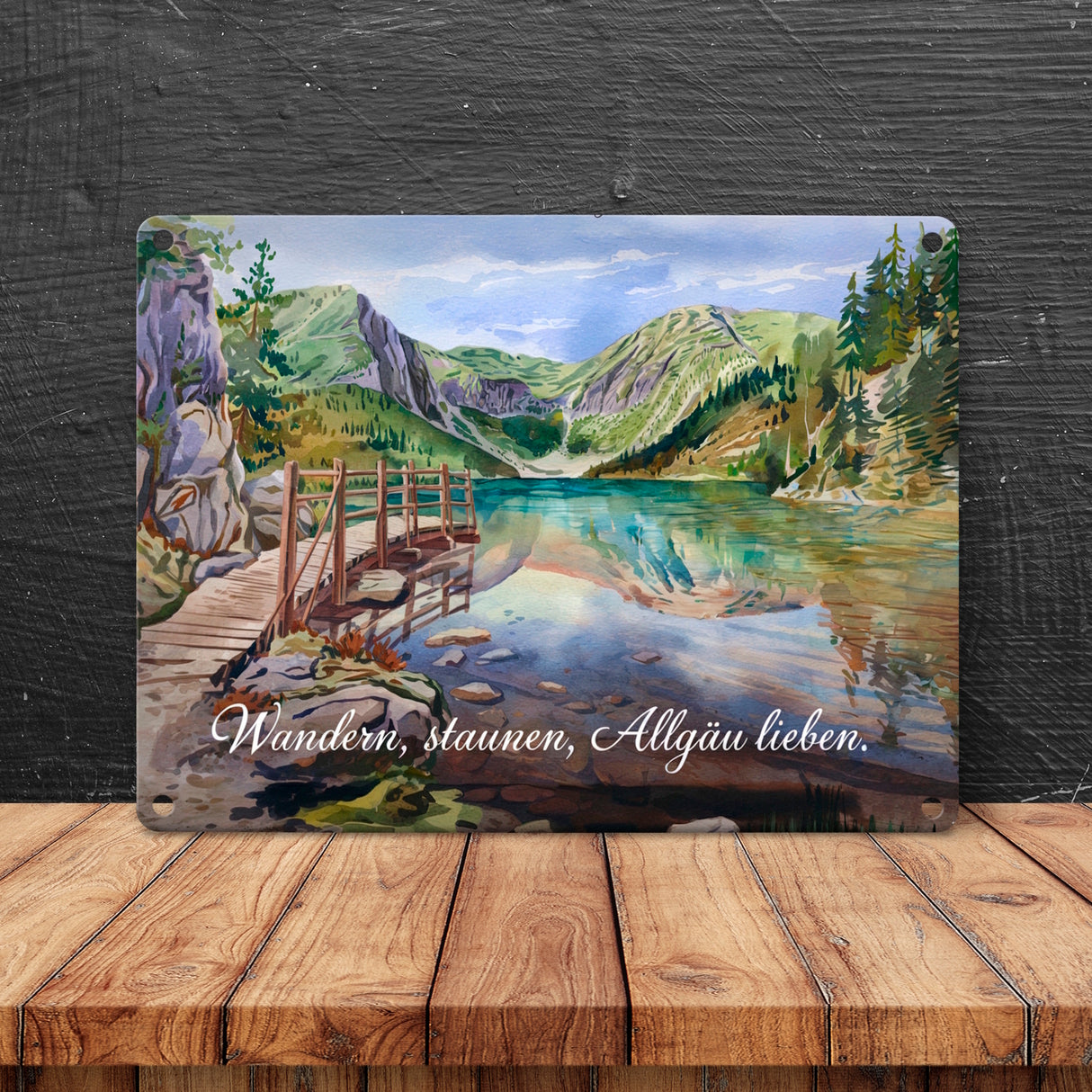 Wandern, staunen, Allgäu lieben Metallschild in 15x20 cm