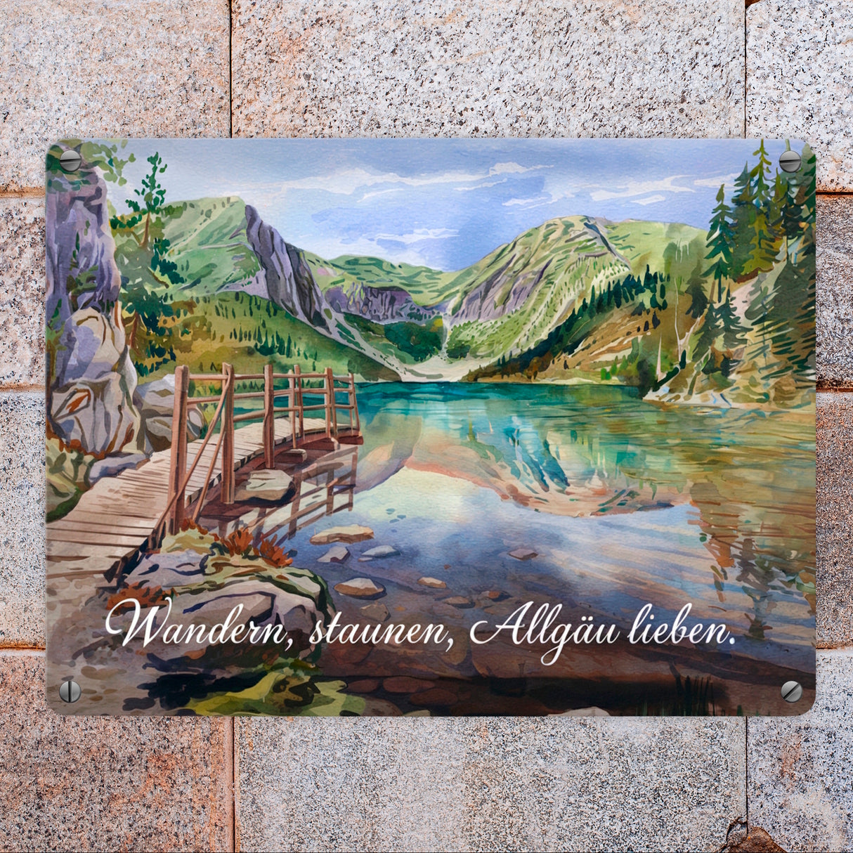 Wandern, staunen, Allgäu lieben Metallschild in 15x20 cm