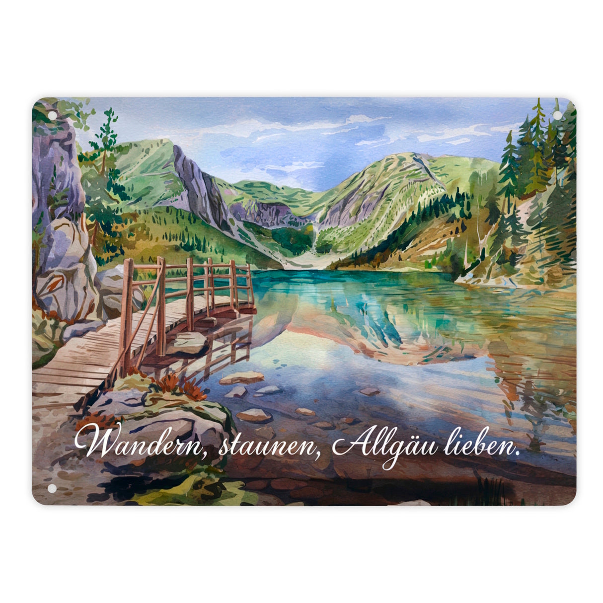 Wandern, staunen, Allgäu lieben Metallschild in 15x20 cm
