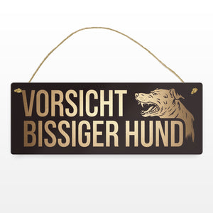 Knurrender Hund Metallschild mit Vorsicht bissiger Hund