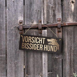 Knurrender Hund Metallschild mit Vorsicht bissiger Hund