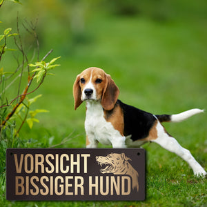 Knurrender Hund Metallschild mit Vorsicht bissiger Hund