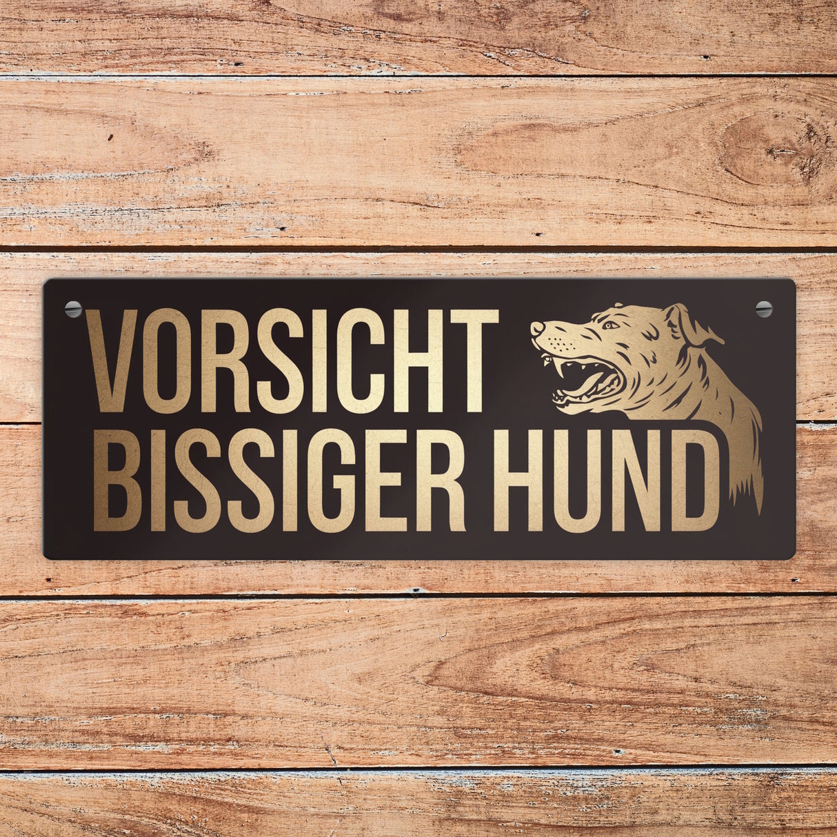 Knurrender Hund Metallschild mit Vorsicht bissiger Hund
