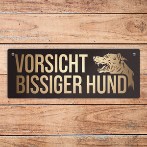Knurrender Hund Metallschild mit Vorsicht bissiger Hund