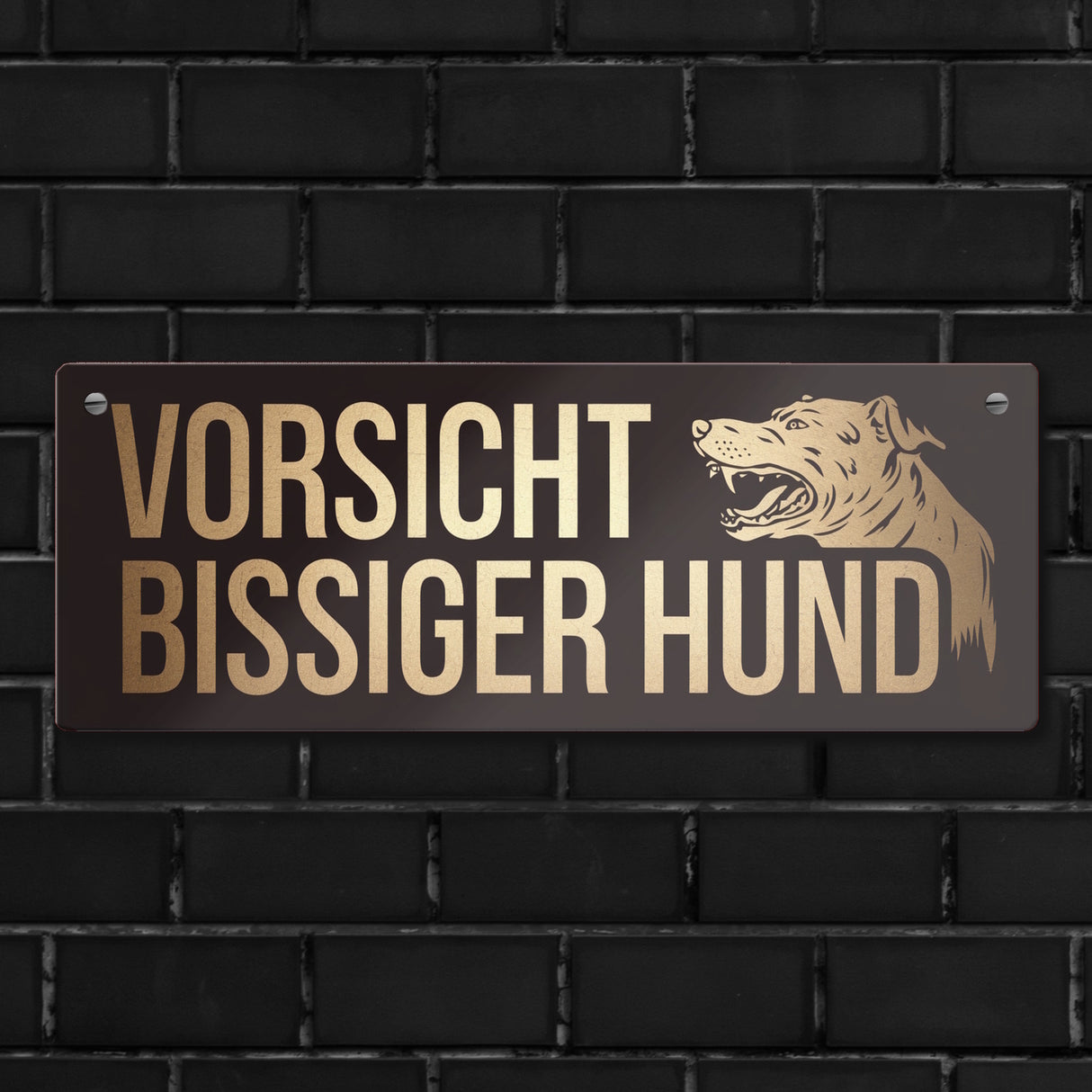 Knurrender Hund Metallschild mit Vorsicht bissiger Hund