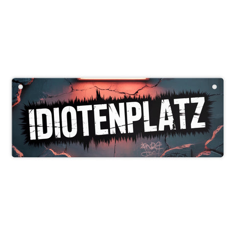 Idiotenplatz Metallschild Graffiti Design
