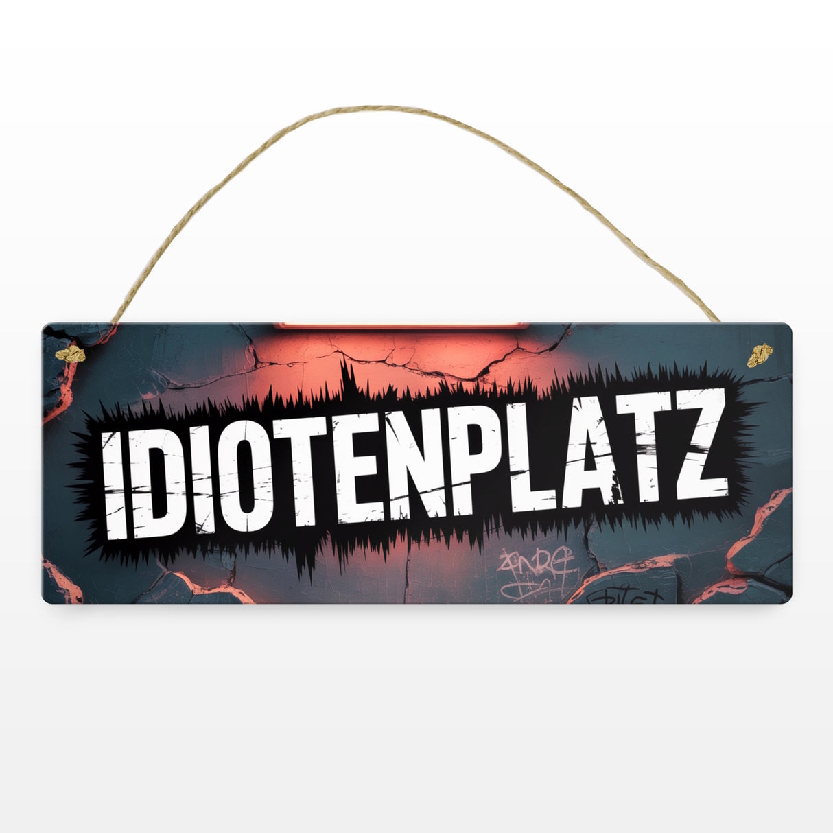 Idiotenplatz Metallschild Graffiti Design