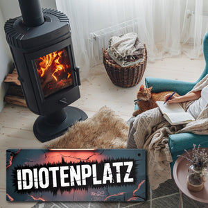 Idiotenplatz Metallschild Graffiti Design