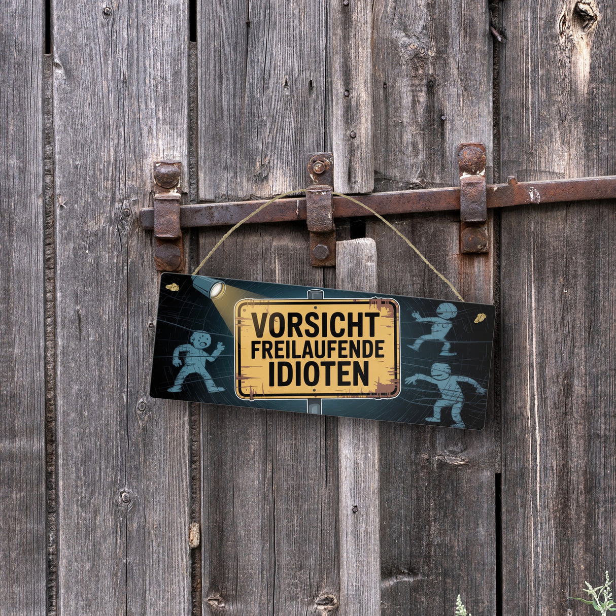 Vorsicht freilaufende Idioten Metallschild