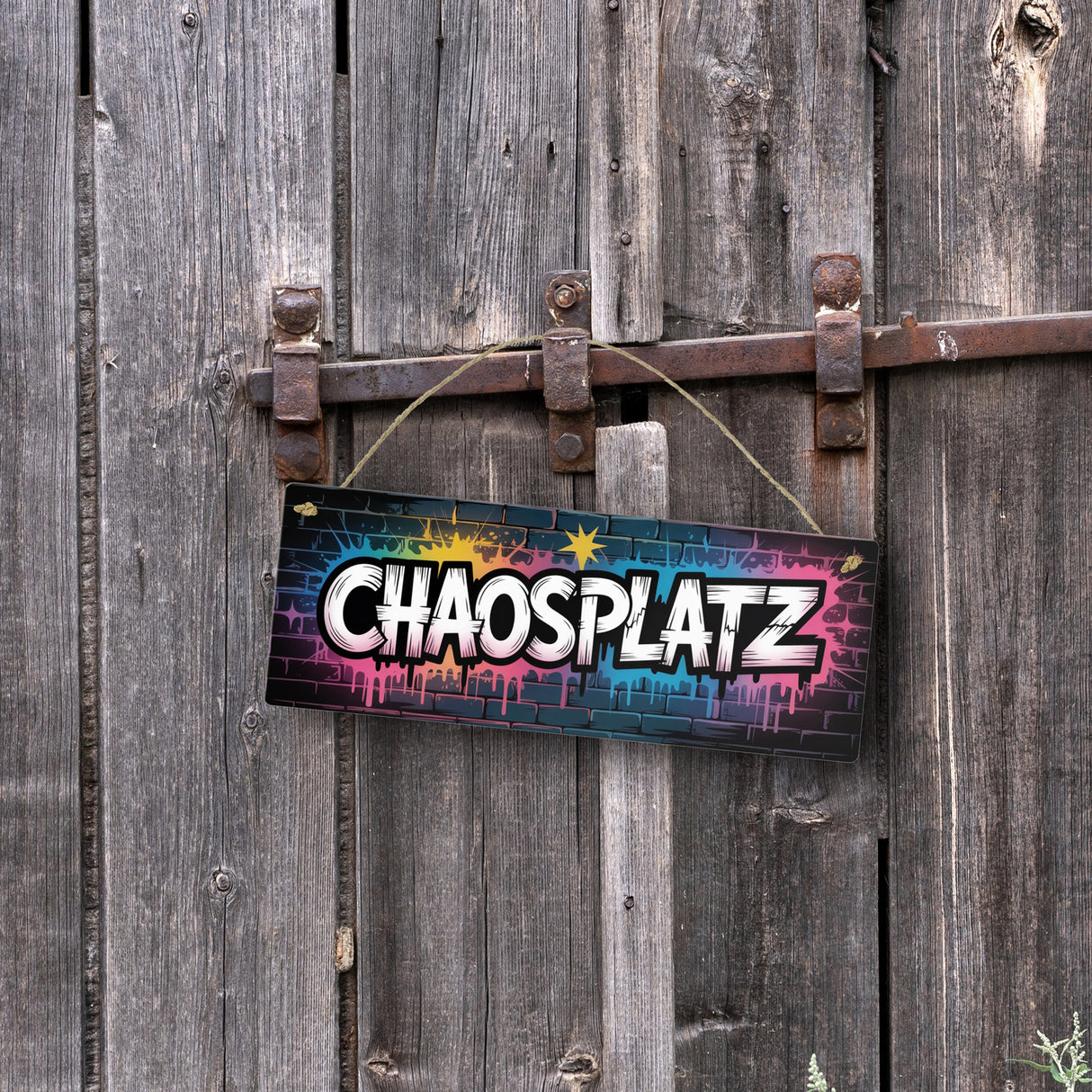 Chaosplatz Graffiti Metallschild für Streetart-Fans