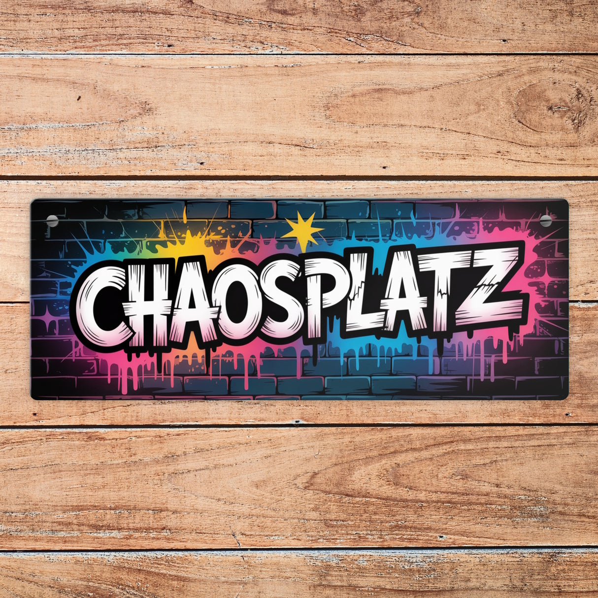 Chaosplatz Graffiti Metallschild für Streetart-Fans