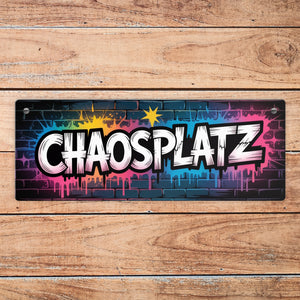 Chaosplatz Graffiti Metallschild für Streetart-Fans